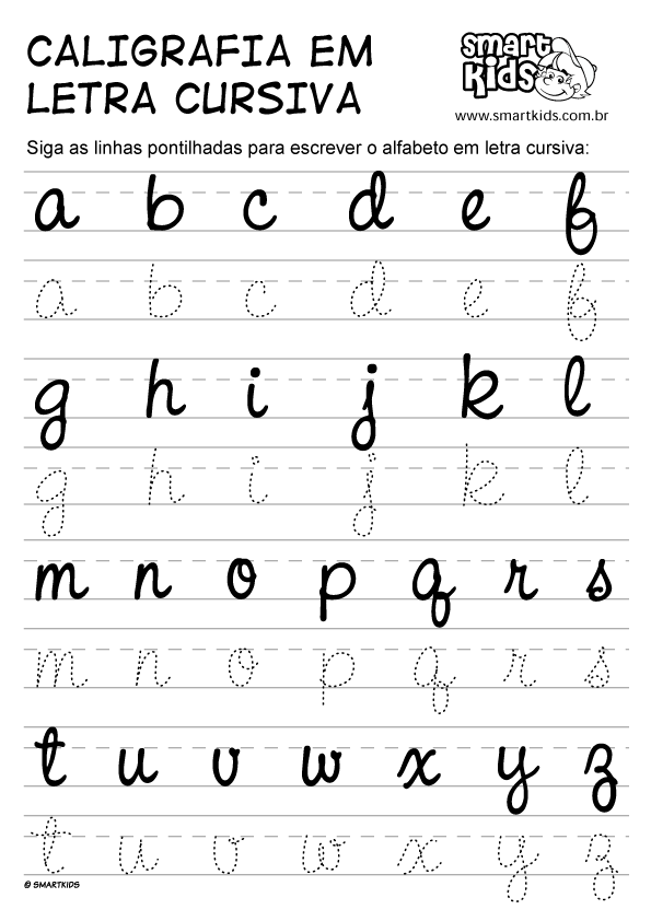 Alfabeto Cursivo Maiúsculo Minúsculo E Pontilhado Para Imprimir 0864
